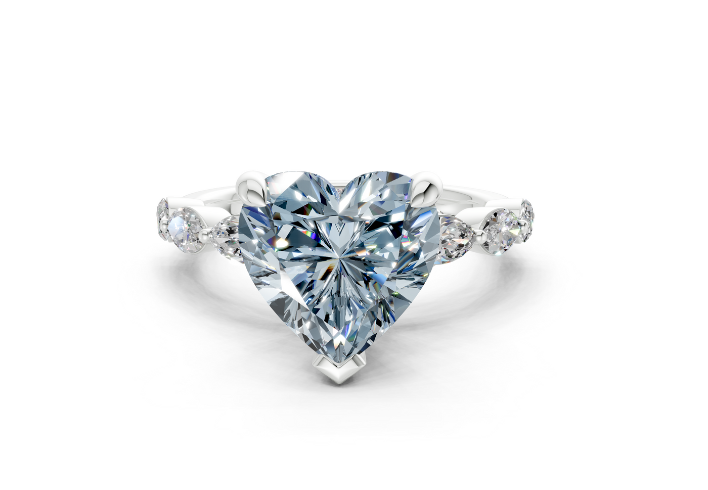 Liana Blue Diamond Accent Heart Cut 2mm Engagement Ring