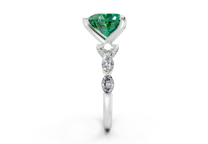 Liana Emerald Gemstone Accent Heart Cut 2mm Engagement Ring