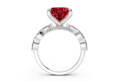 Liana Ruby Gemstone Accent Heart Cut 2mm Engagement Ring