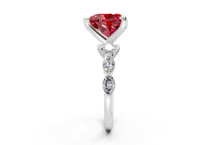 Liana Ruby Gemstone Accent Heart Cut 2mm Engagement Ring