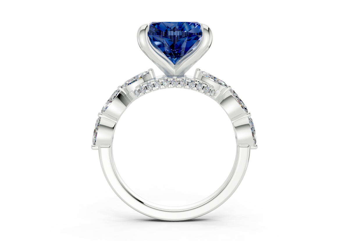 Liana Sapphire Gemstone Accent Heart Cut 2mm Engagement Ring