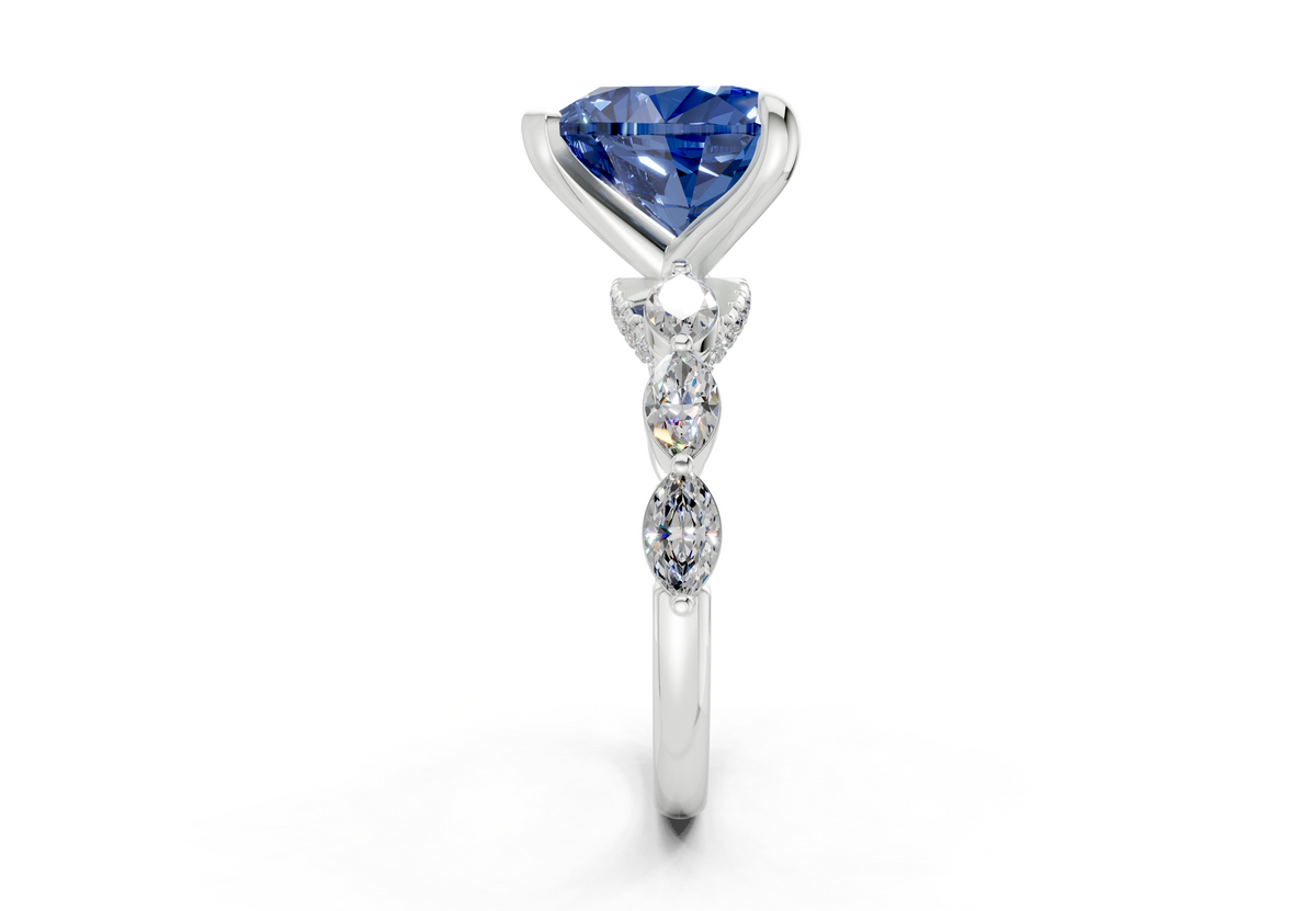 Liana Sapphire Gemstone Accent Heart Cut 2mm Engagement Ring