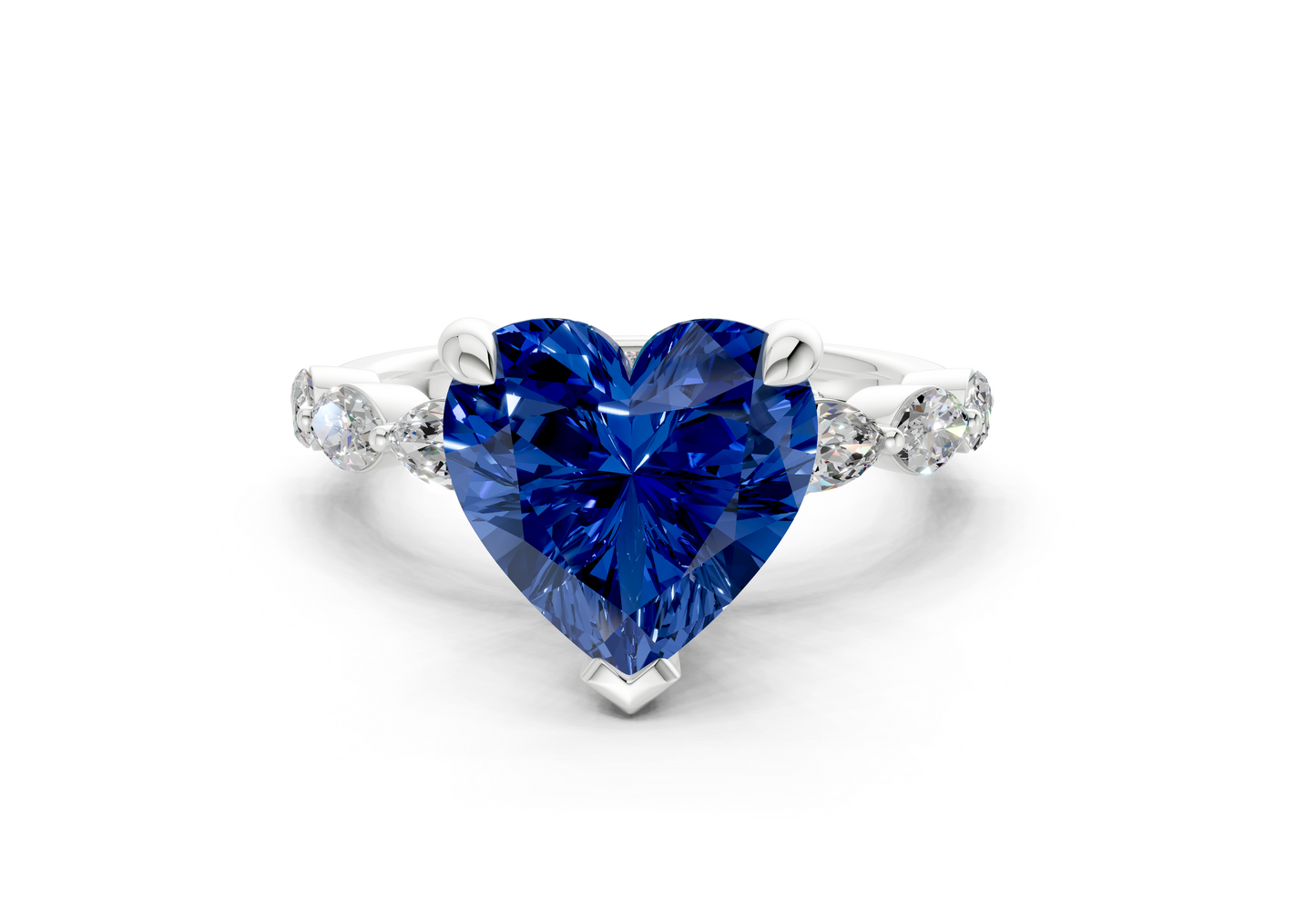 Liana Sapphire Gemstone Accent Heart Cut 2mm Engagement Ring