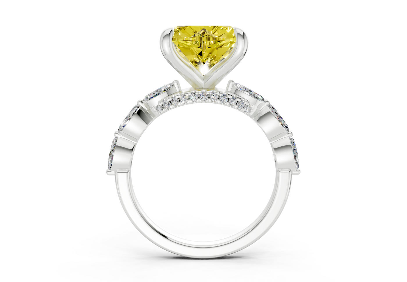 Liana Yellow Diamond Accent Heart Cut 2mm Engagement Ring