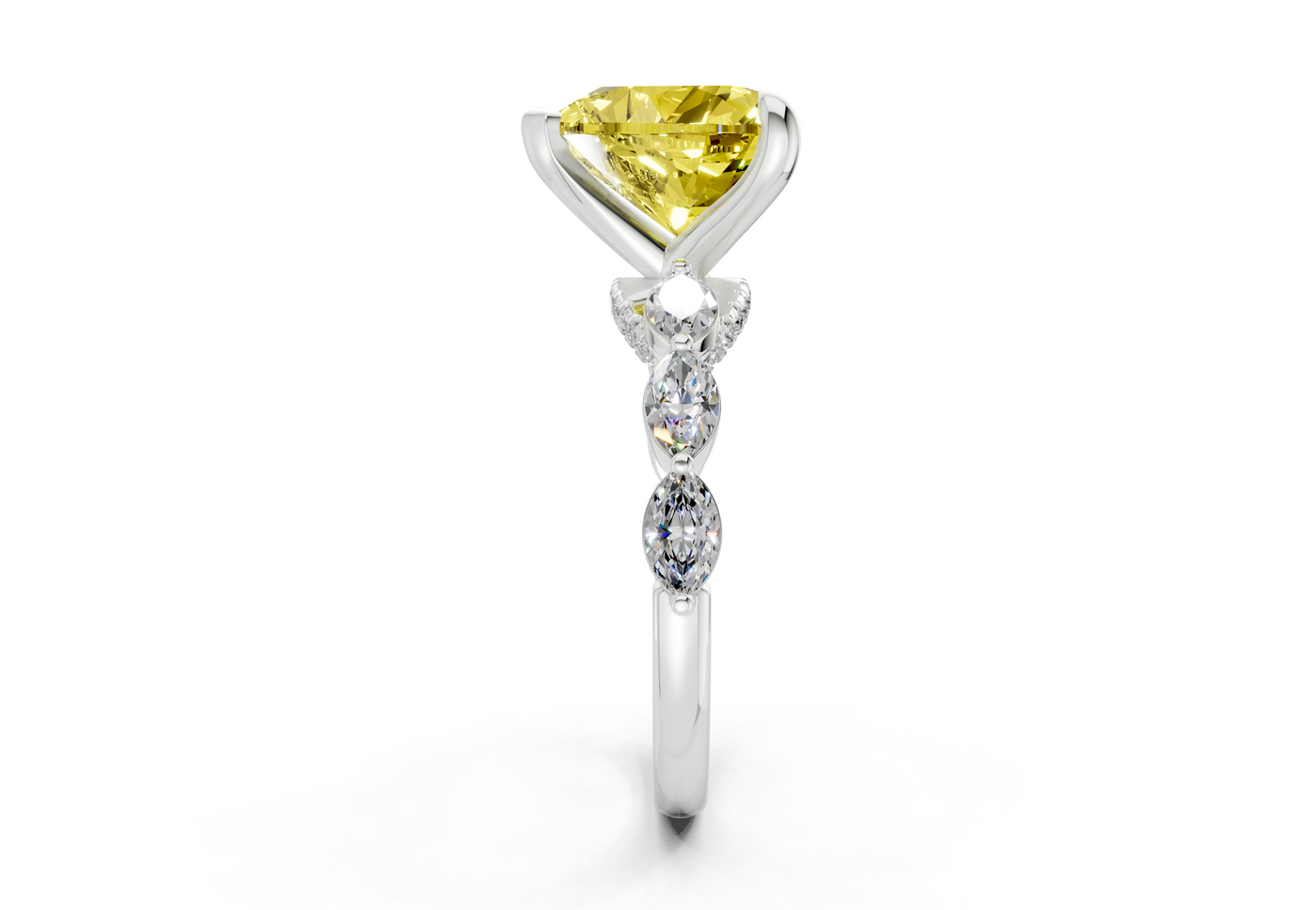Liana Yellow Diamond Accent Heart Cut 2mm Engagement Ring