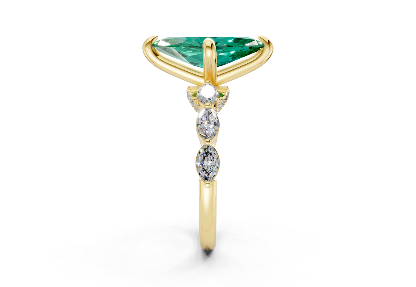 Liana Emerald Gemstone Accent Marquise Cut 2mm Engagement Ring