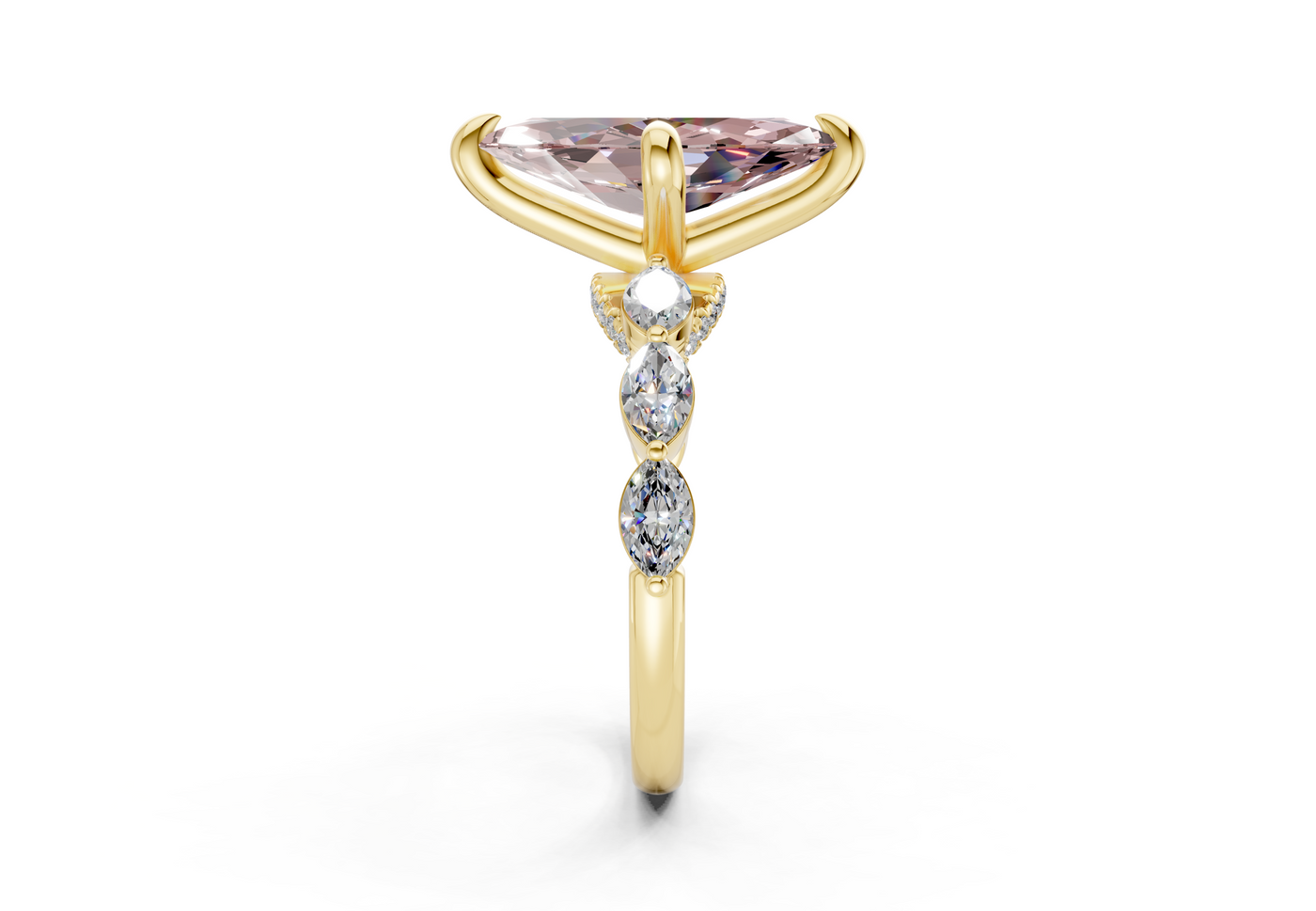 Liana Pink Diamond Accent Marquise Cut 2mm Engagement Ring