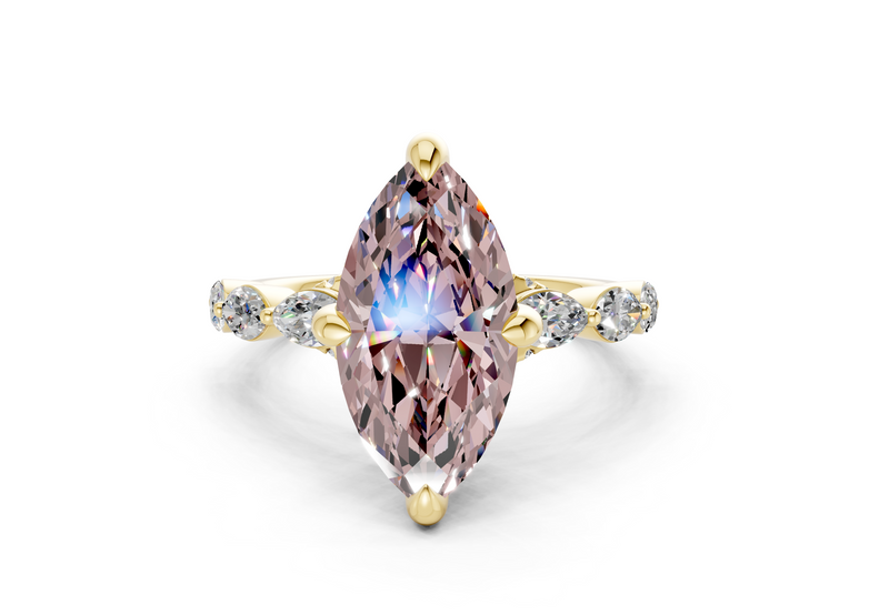 Liana Pink Diamond Accent Marquise Cut 2mm Engagement Ring