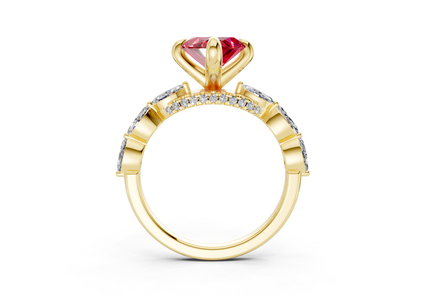 Liana Ruby Gemstone Accent Marquise Cut 2mm Engagement Ring