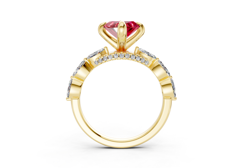 Liana Ruby Gemstone Accent Marquise Cut 2mm Engagement Ring