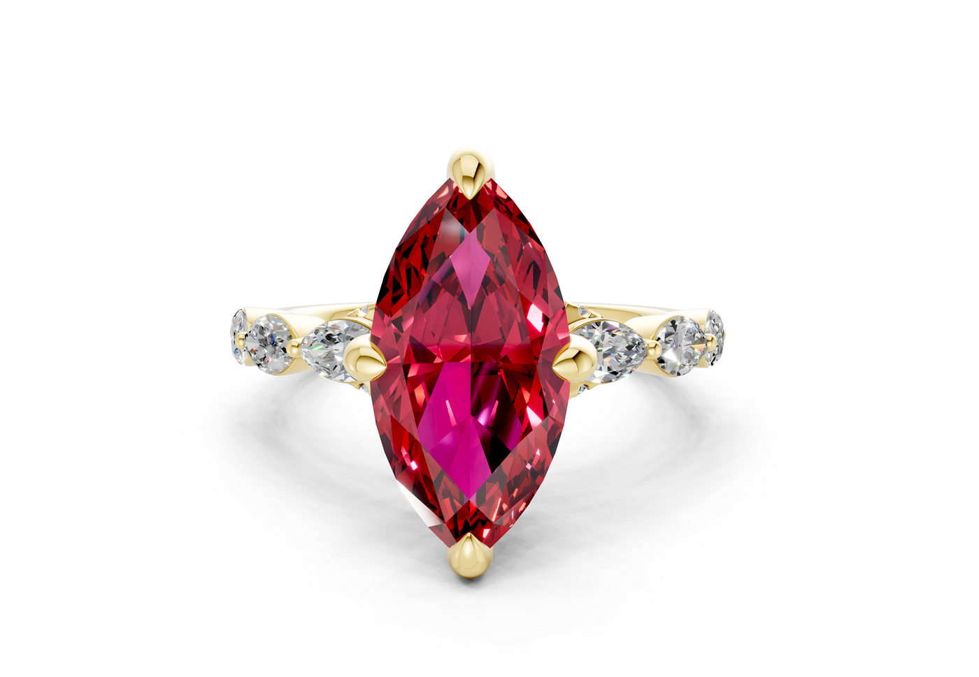 Liana Ruby Gemstone Accent Marquise Cut 2mm Engagement Ring