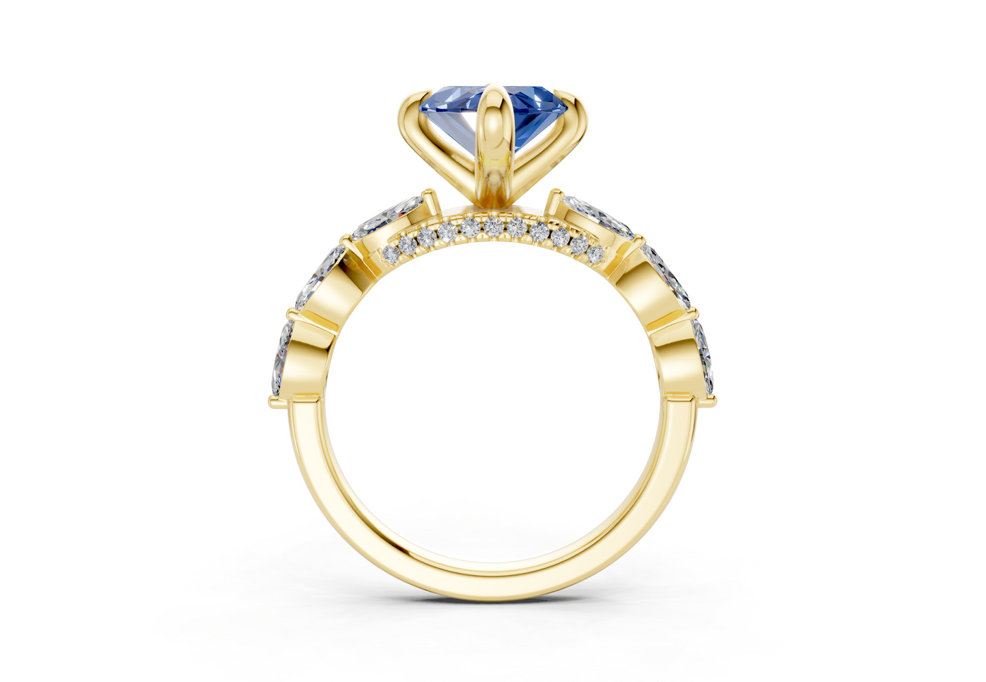 Liana Sapphire Gemstone Accent Marquise Cut 2mm Engagement Ring
