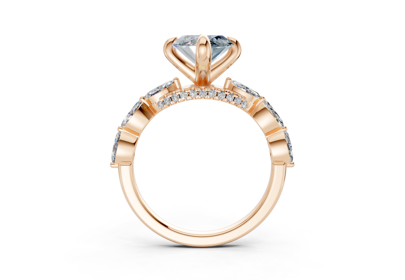 Liana Blue Diamond Accent Marquise Cut 2mm Engagement Ring