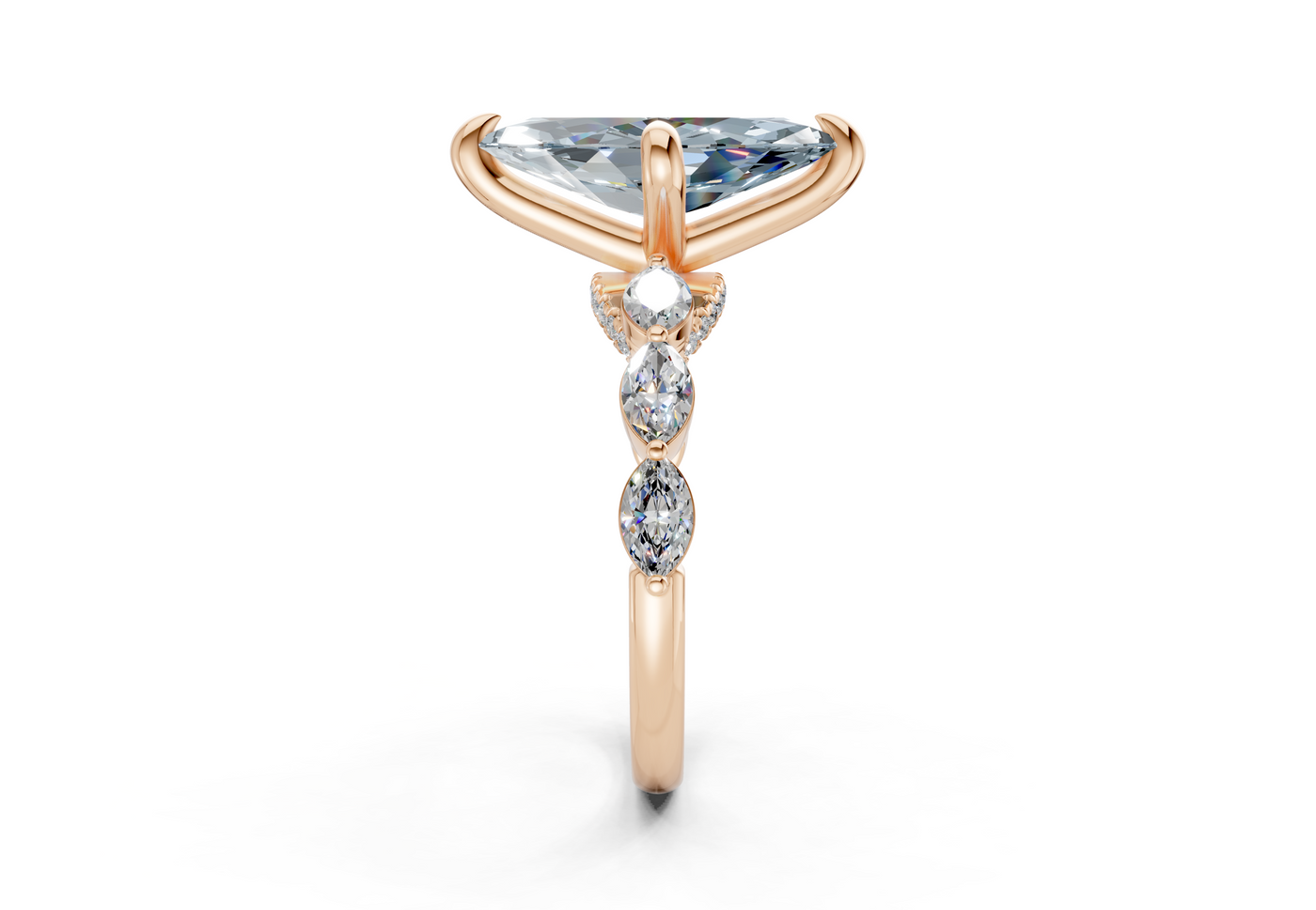 Liana Blue Diamond Accent Marquise Cut 2mm Engagement Ring