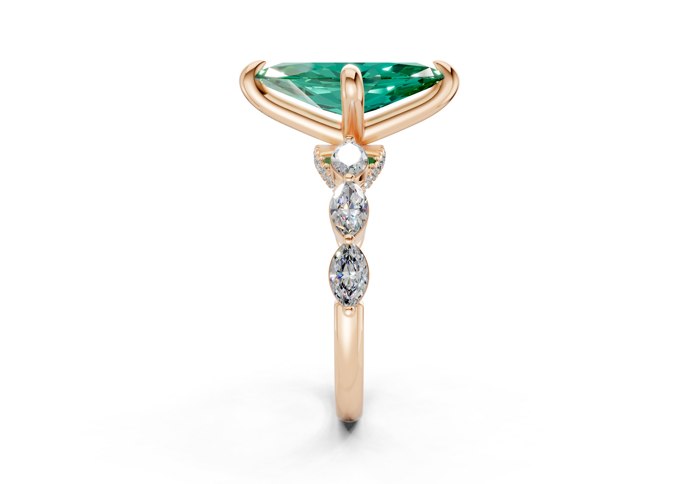 Liana Emerald Gemstone Accent Marquise Cut 2mm Engagement Ring