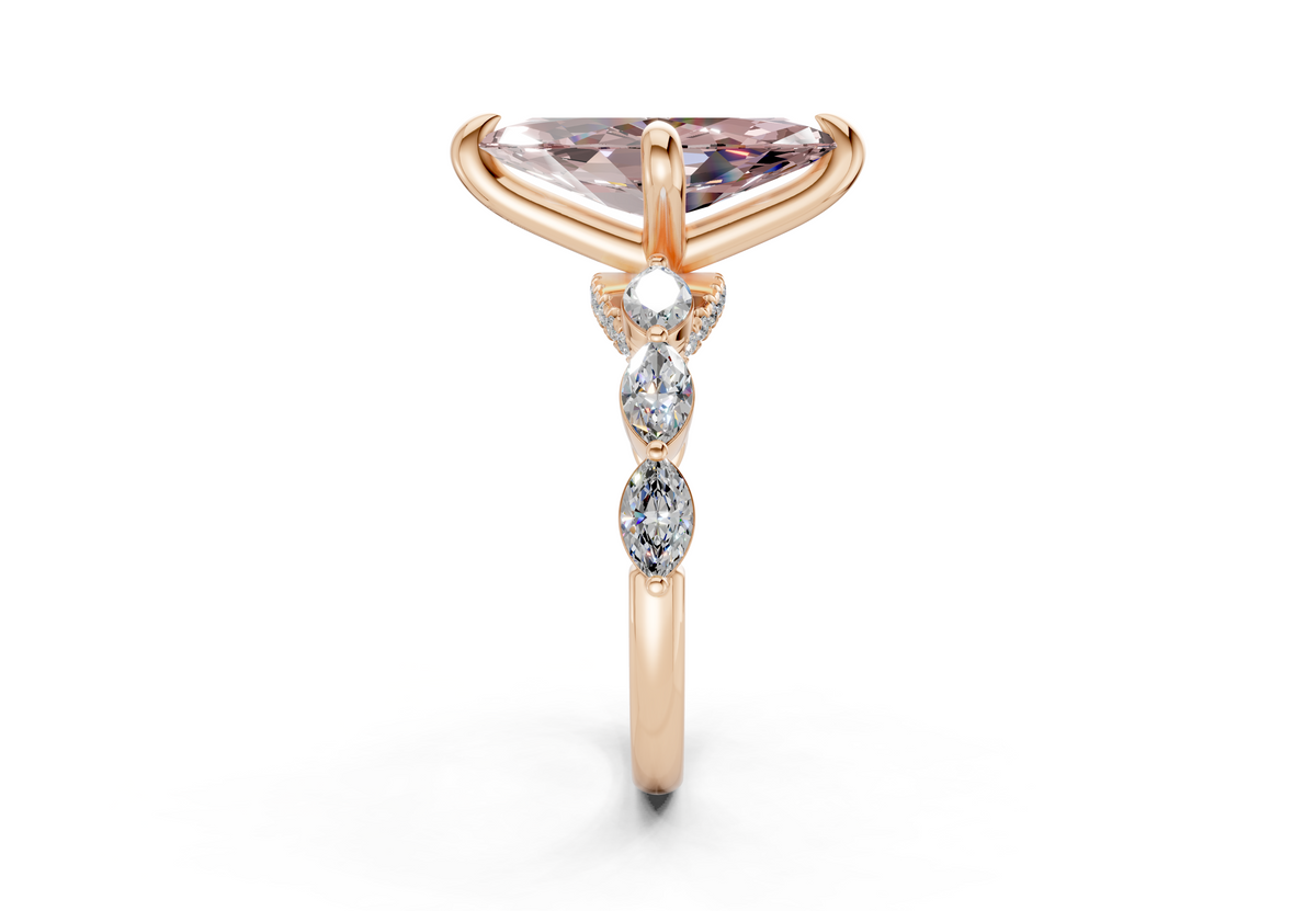 Liana Pink Diamond Accent Marquise Cut 2mm Engagement Ring