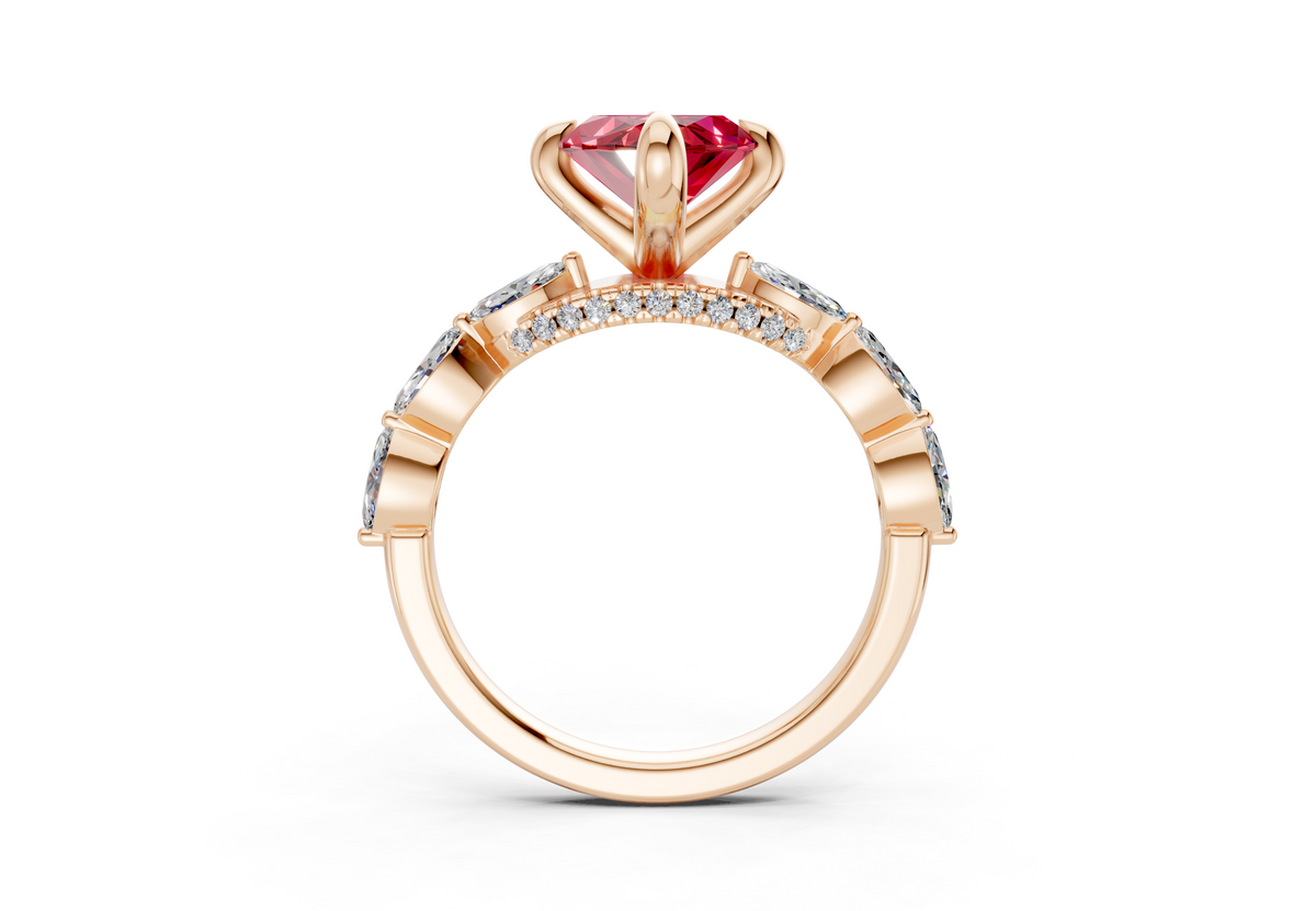 Liana Ruby Gemstone Accent Marquise Cut 2mm Engagement Ring