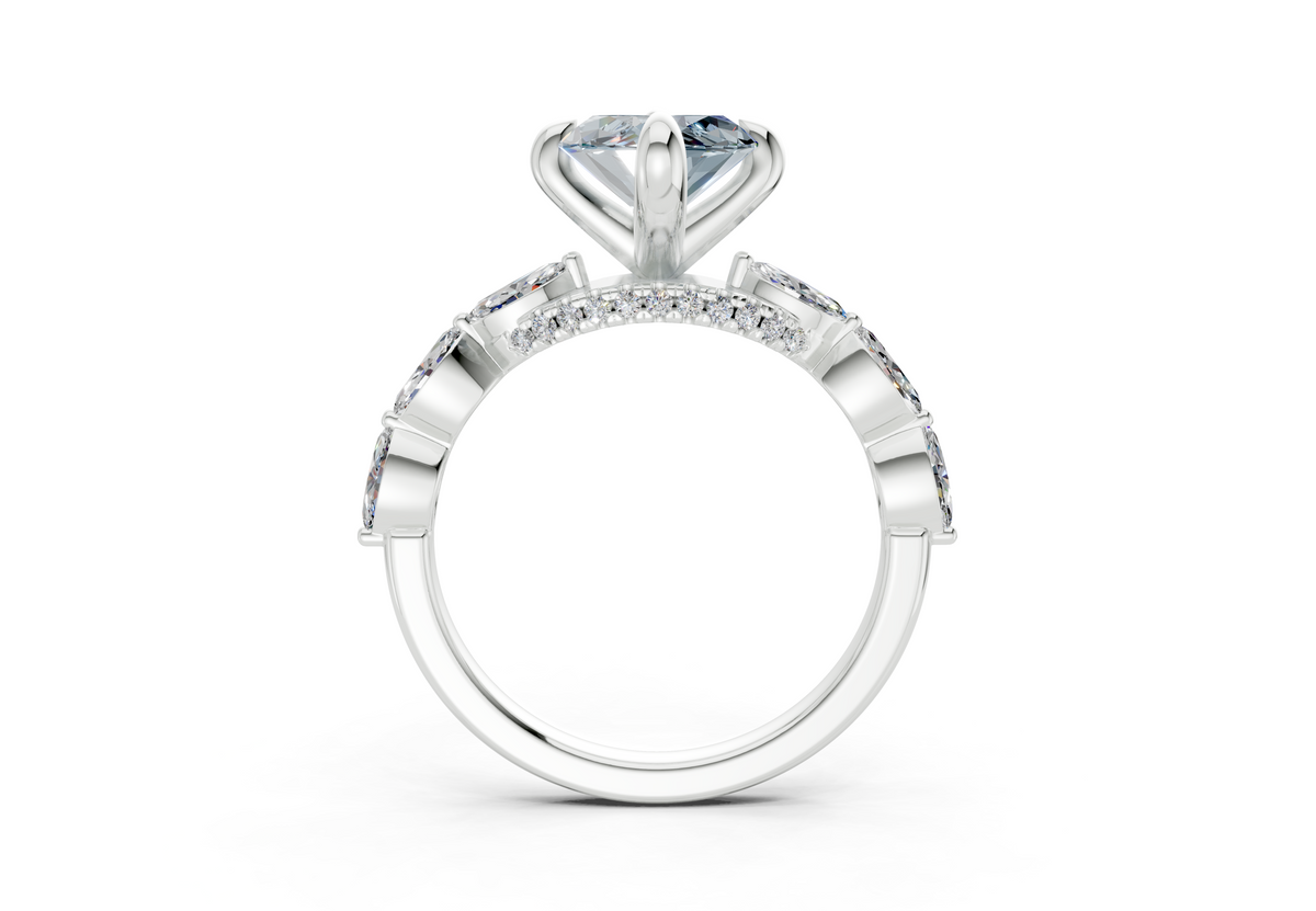 Liana Blue Diamond Accent Marquise Cut 2mm Engagement Ring