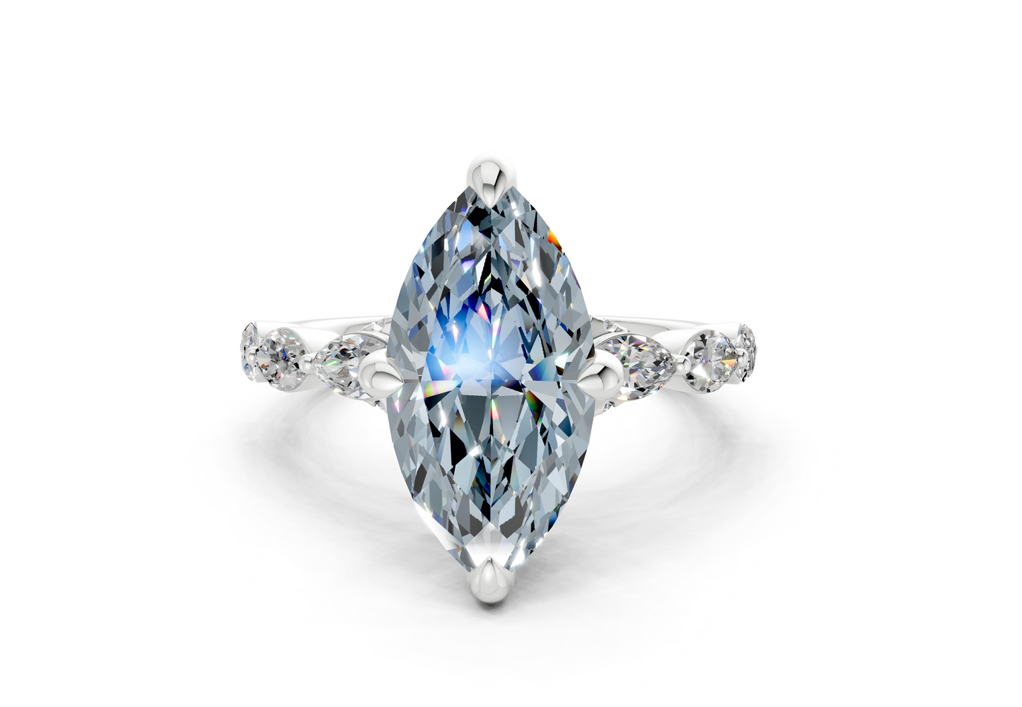 Liana Blue Diamond Accent Marquise Cut 2mm Engagement Ring