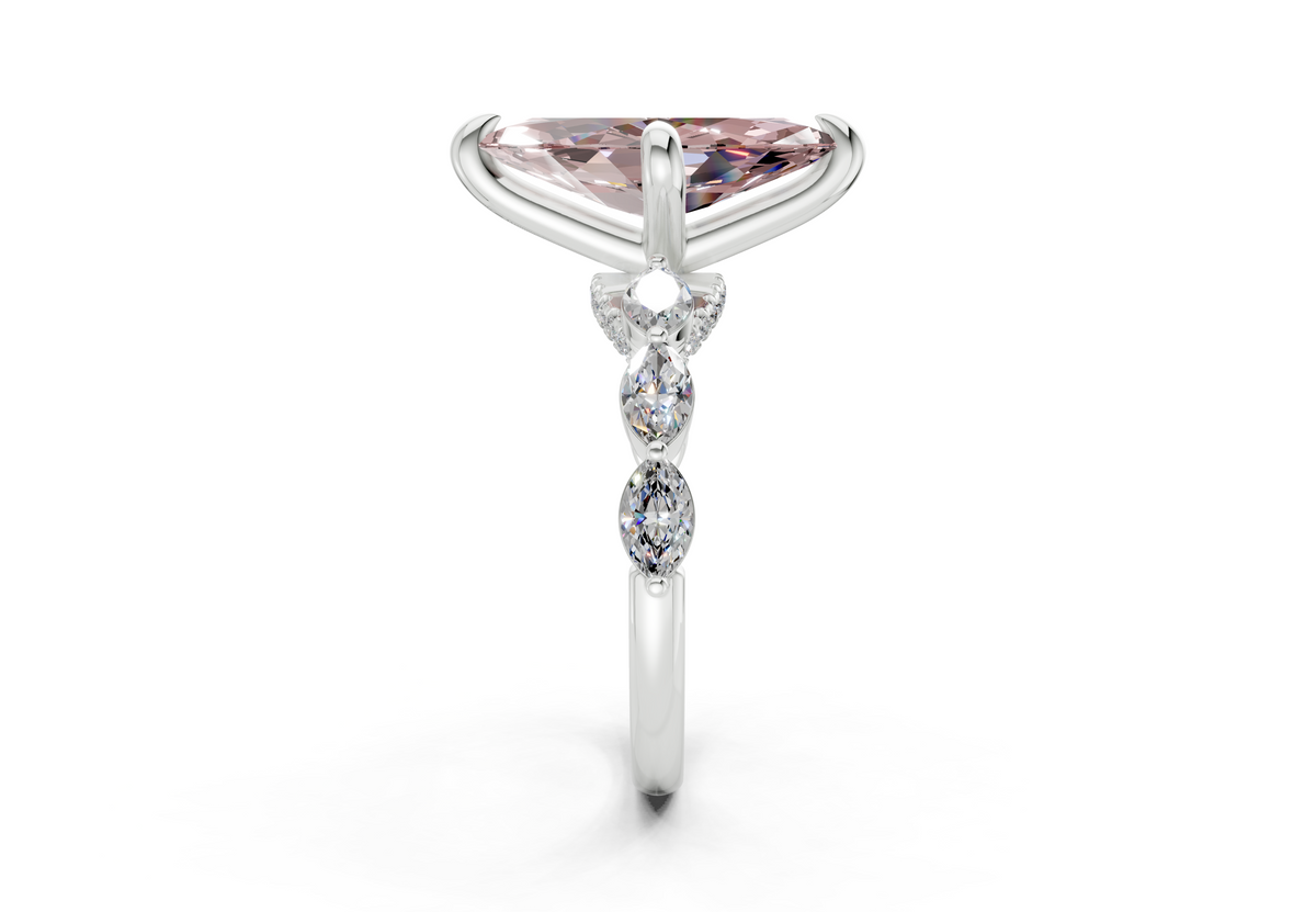 Liana Pink Diamond Accent Marquise Cut 2mm Engagement Ring