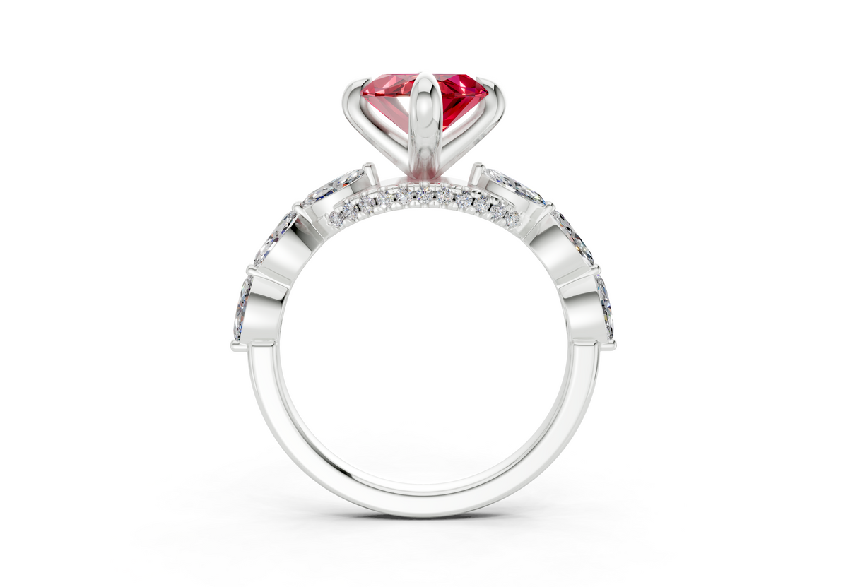 Liana Ruby Gemstone Accent Marquise Cut 2mm Engagement Ring