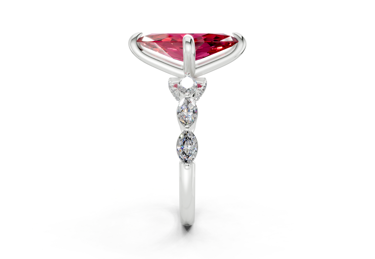 Liana Ruby Gemstone Accent Marquise Cut 2mm Engagement Ring