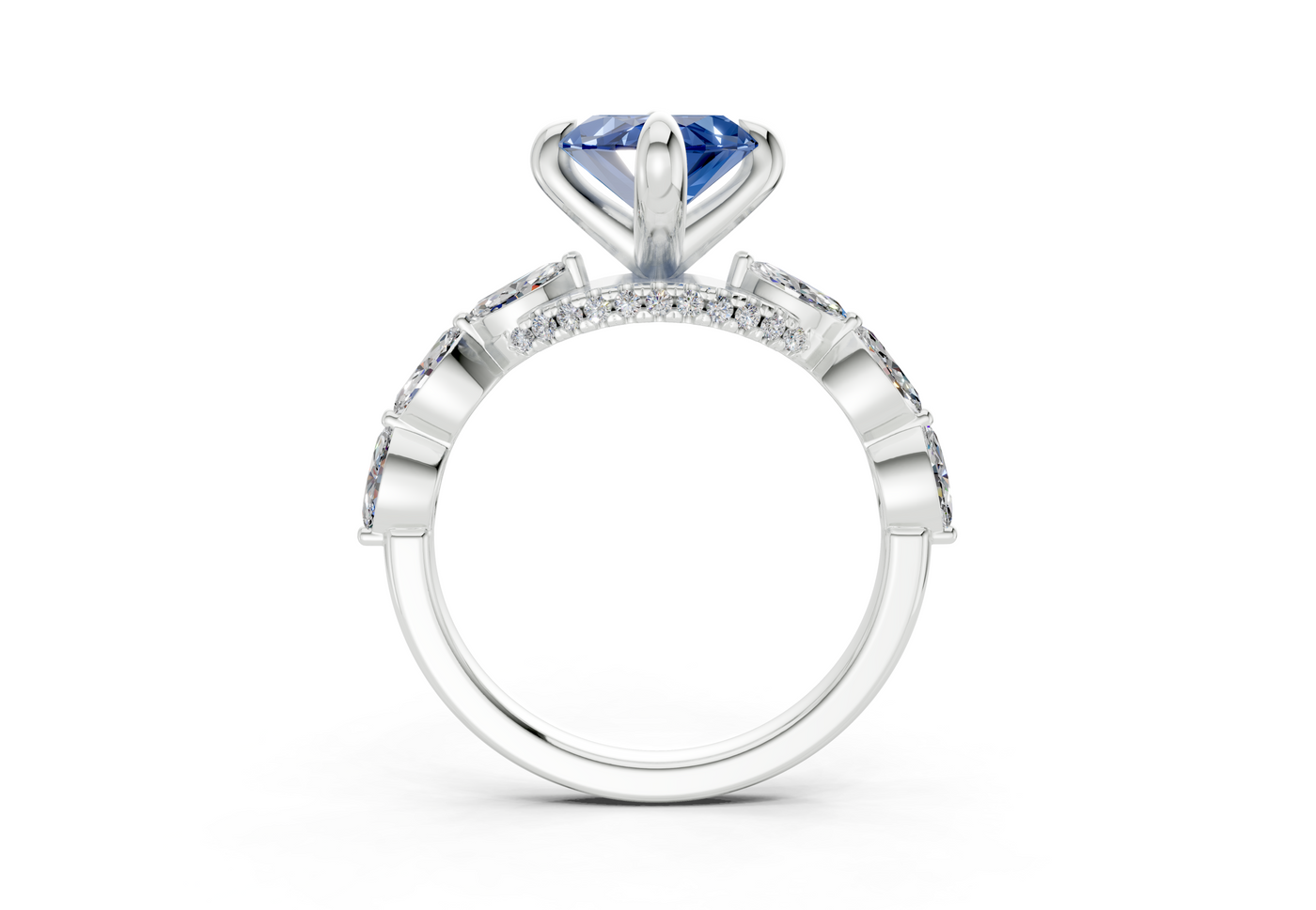 Liana Sapphire Gemstone Accent Marquise Cut 2mm Engagement Ring