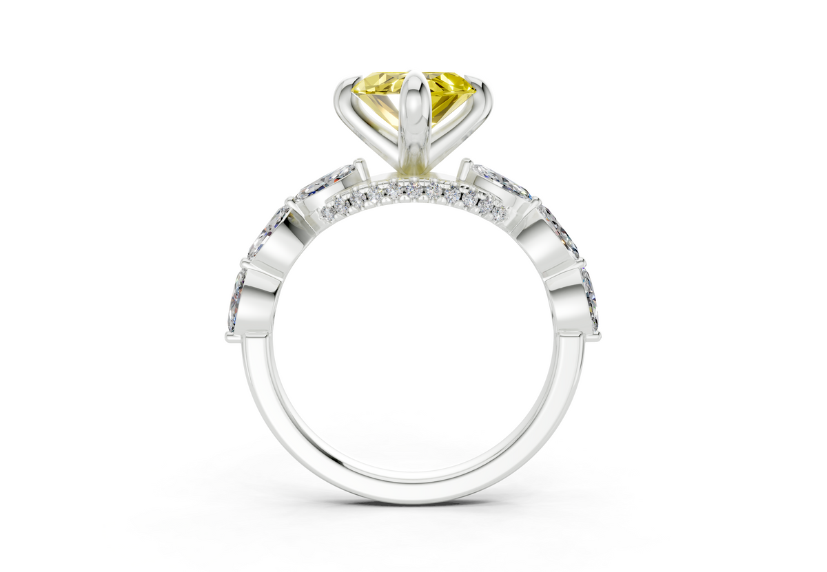 Liana Yellow Diamond Accent Marquise Cut 2mm Engagement Ring
