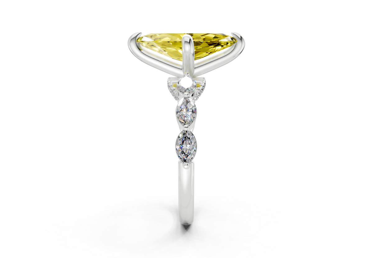 Liana Yellow Diamond Accent Marquise Cut 2mm Engagement Ring