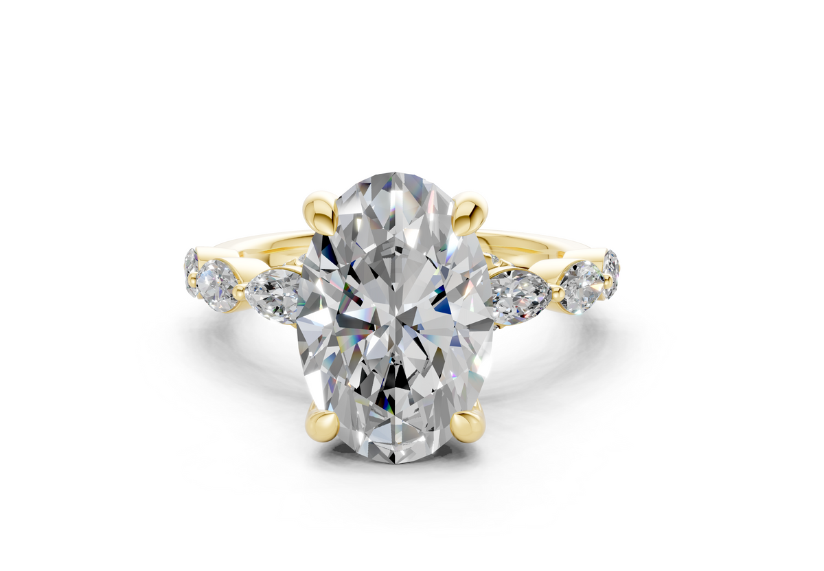 Liana Diamond Accent Oval Cut 2mm Engagement Ring