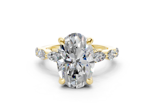 Liana Diamond Accent Oval Cut 2mm Engagement Ring