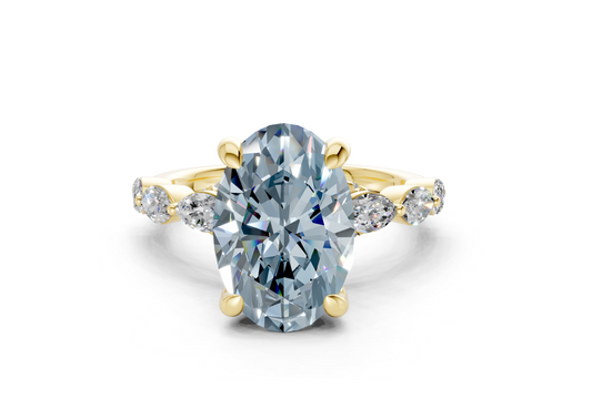 Liana Blue Diamond Accent Oval Cut 2mm Engagement Ring
