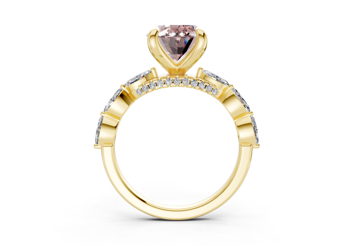 Liana Pink Diamond Accent Oval Cut 2mm Engagement Ring