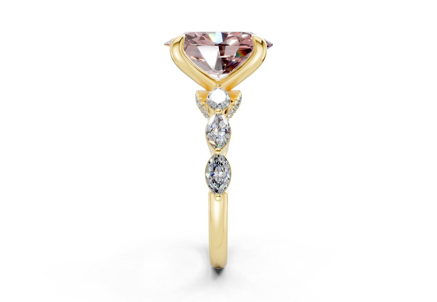 Liana Pink Diamond Accent Oval Cut 2mm Engagement Ring