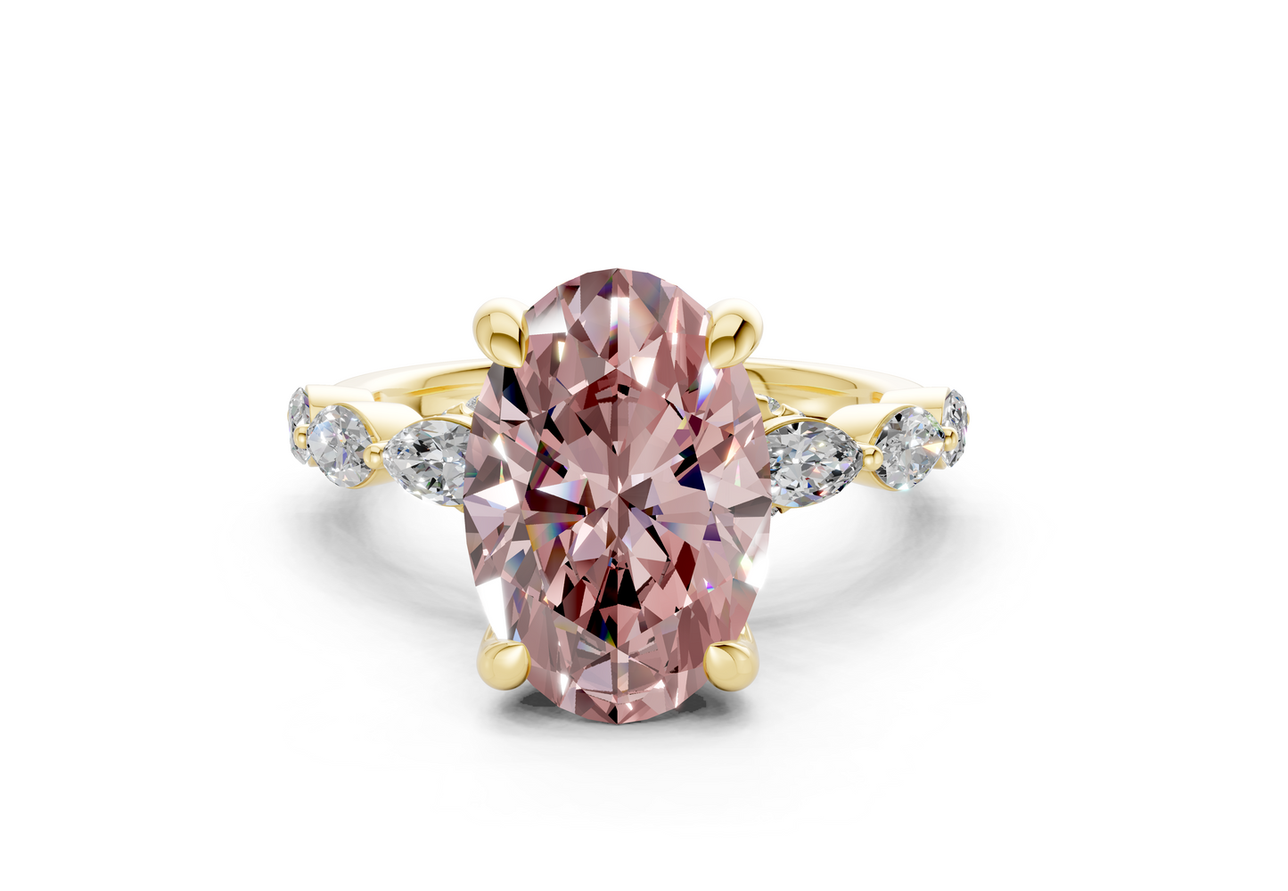 Liana Pink Diamond Accent Oval Cut 2mm Engagement Ring