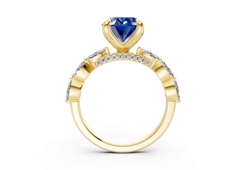 Liana Sapphire Gemstone Accent Oval Cut 2mm Engagement Ring