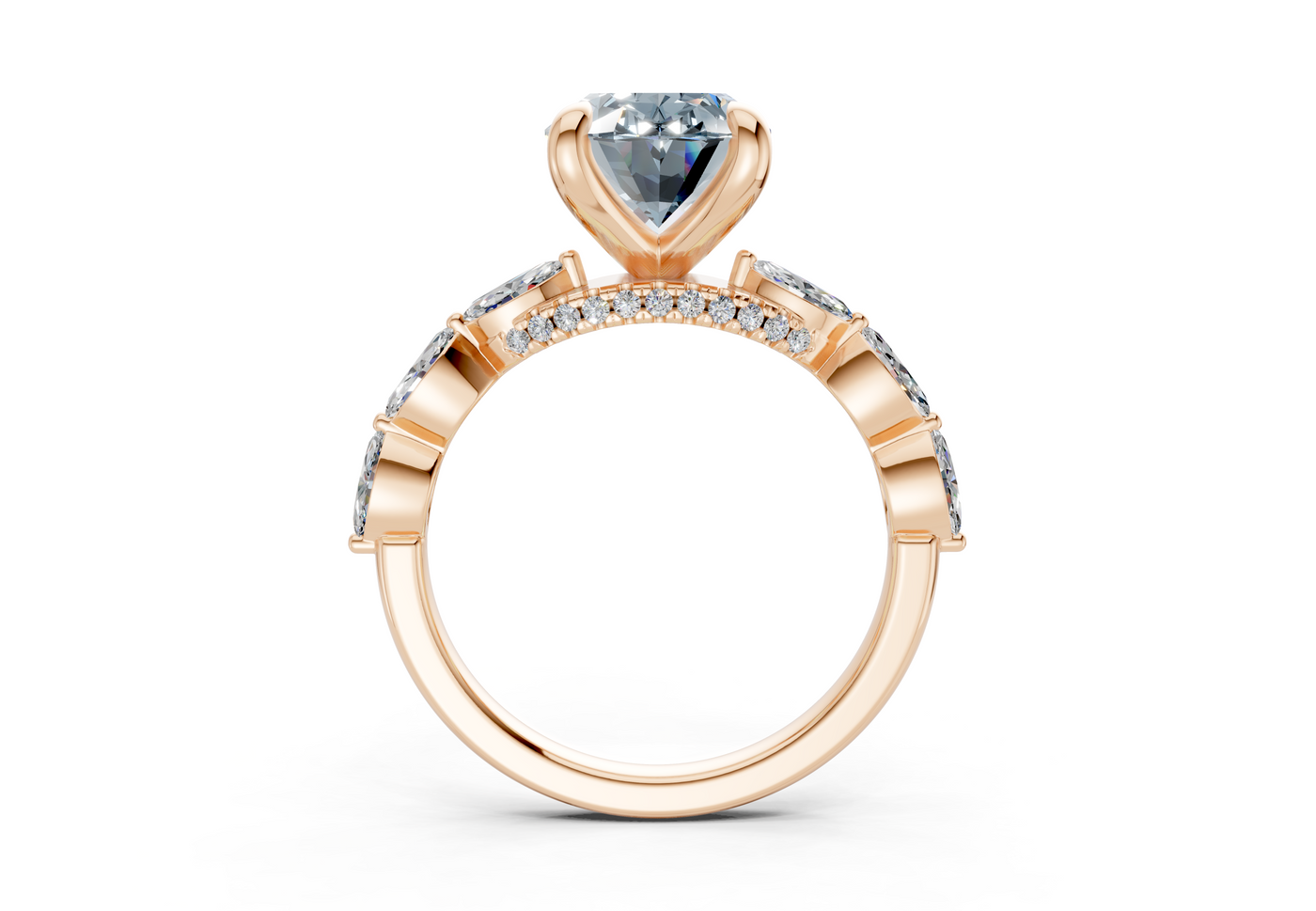 Liana Blue Diamond Accent Oval Cut 2mm Engagement Ring