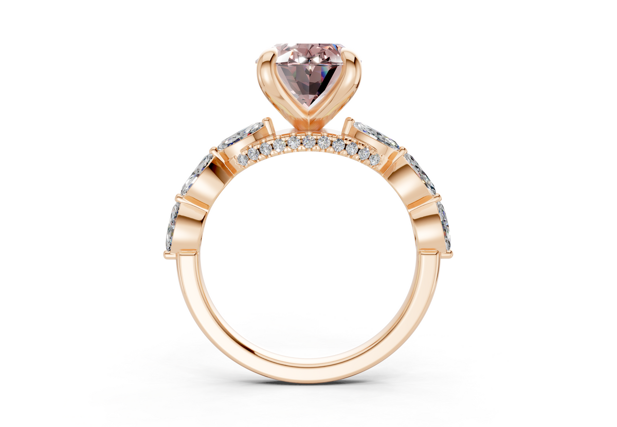 Liana Pink Diamond Accent Oval Cut 2mm Engagement Ring