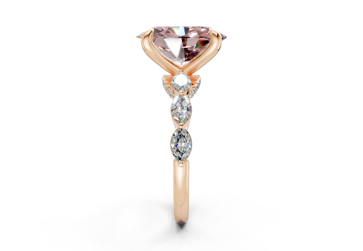 Liana Pink Diamond Accent Oval Cut 2mm Engagement Ring