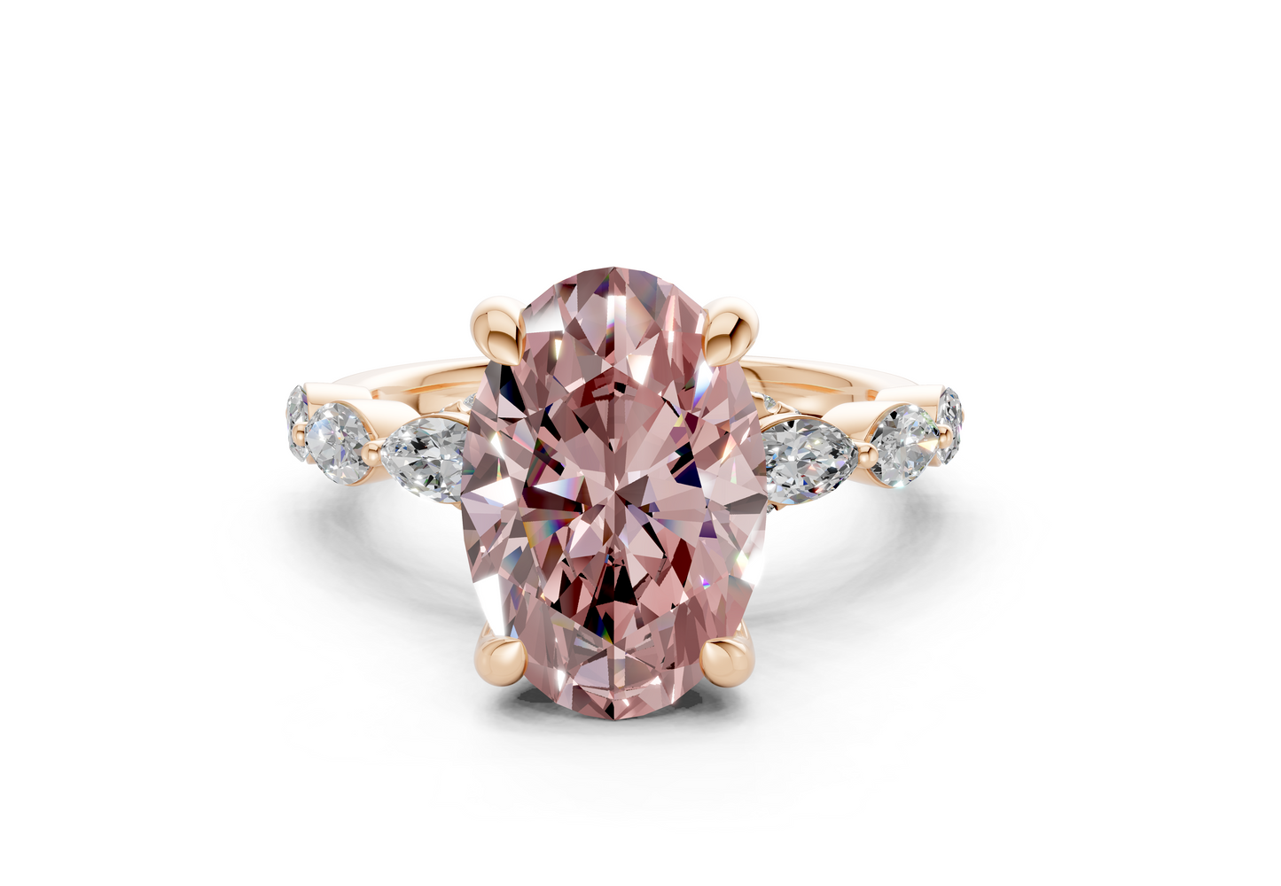 Liana Pink Diamond Accent Oval Cut 2mm Engagement Ring