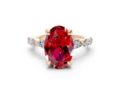 Liana Ruby Gemstone Accent Oval Cut 2mm Engagement Ring