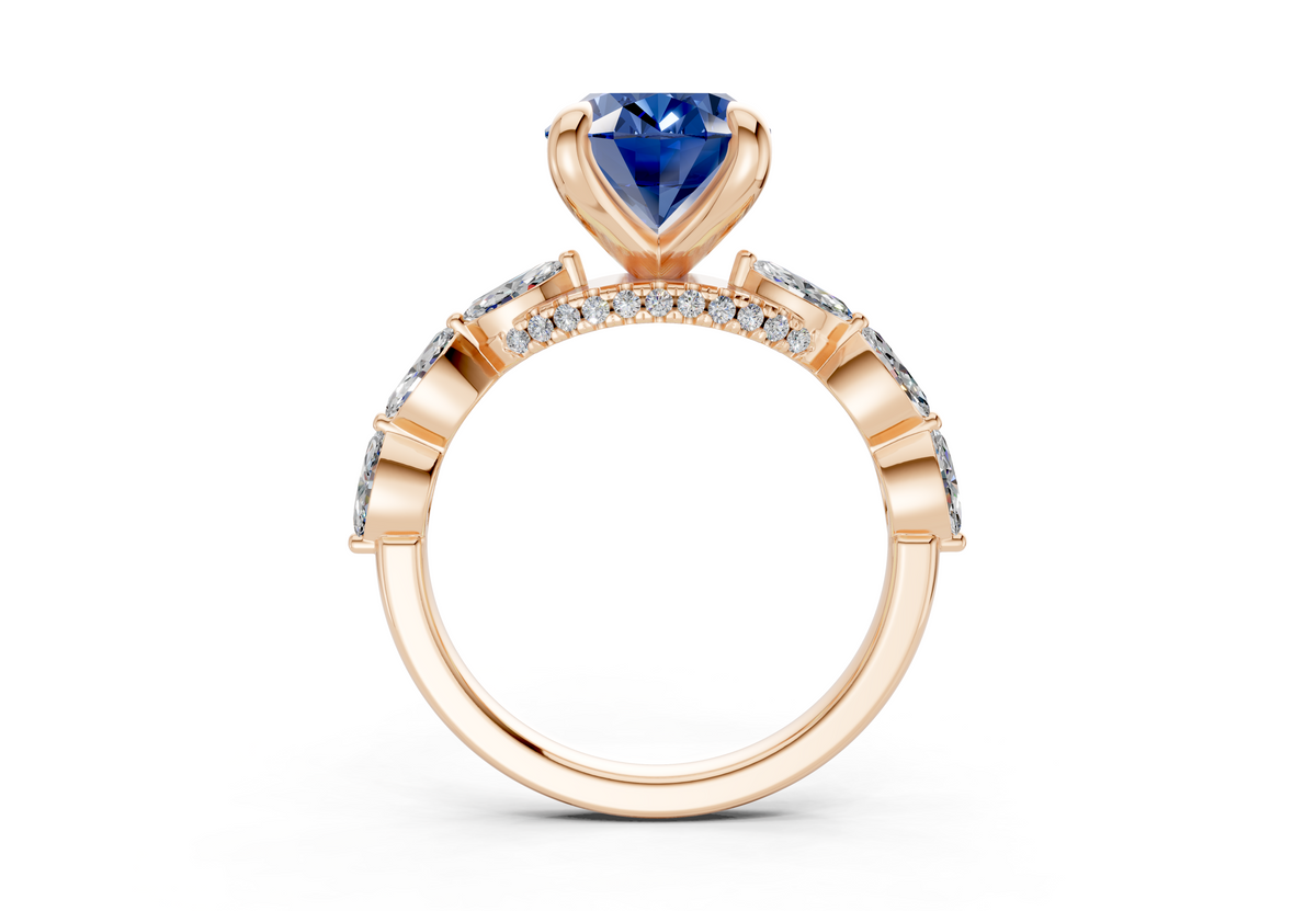 Liana Sapphire Gemstone Accent Oval Cut 2mm Engagement Ring