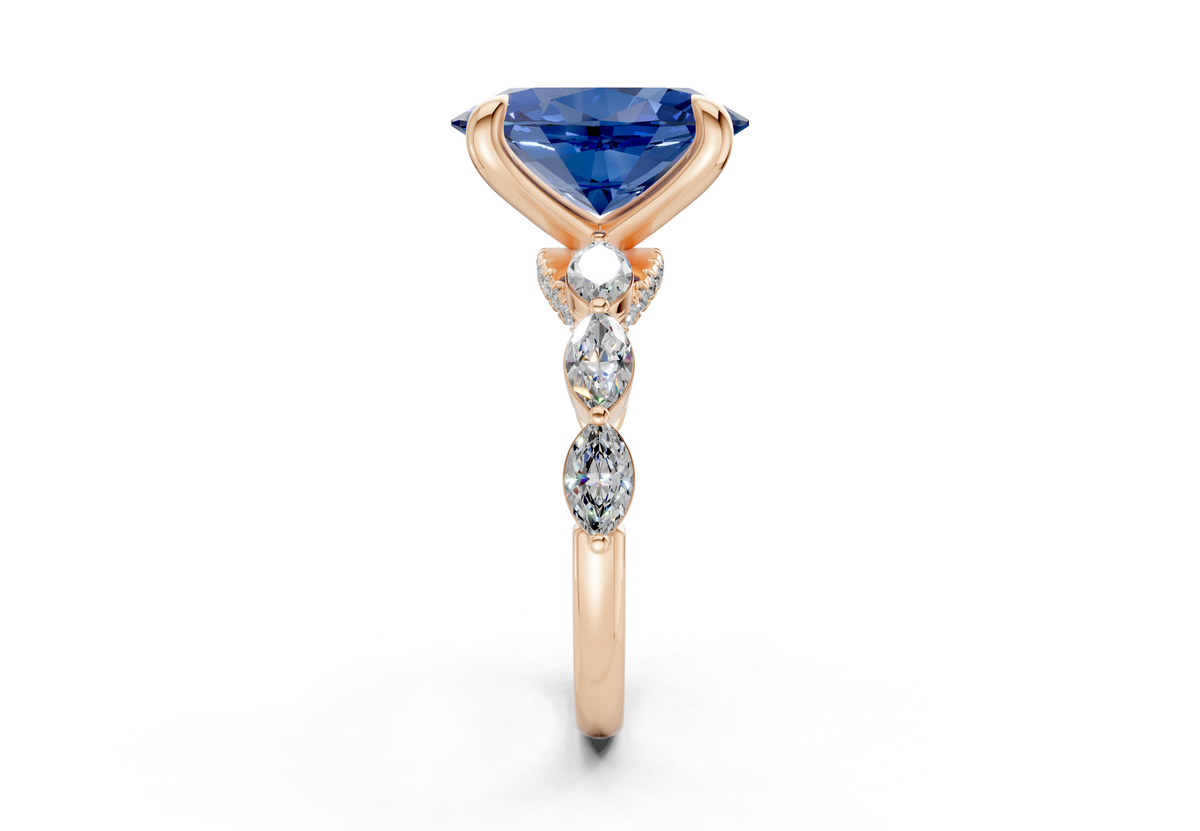 Liana Sapphire Gemstone Accent Oval Cut 2mm Engagement Ring