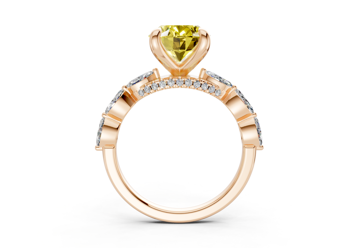 Liana Yellow Diamond Accent Oval Cut 2mm Engagement Ring