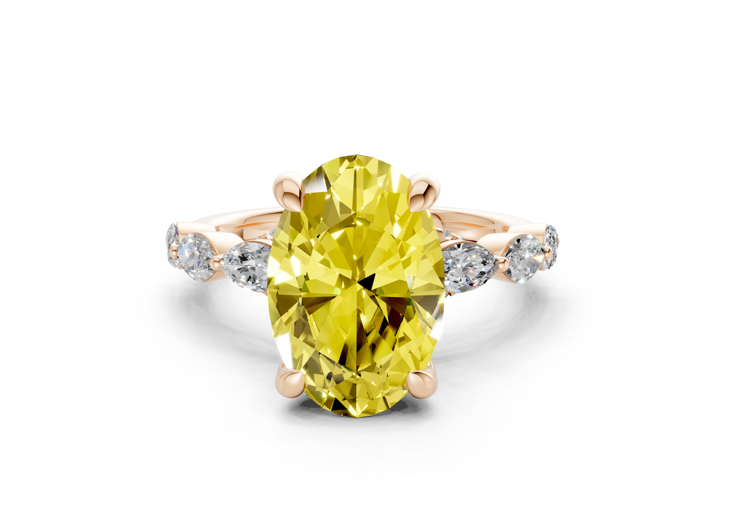 Liana Yellow Diamond Accent Oval Cut 2mm Engagement Ring