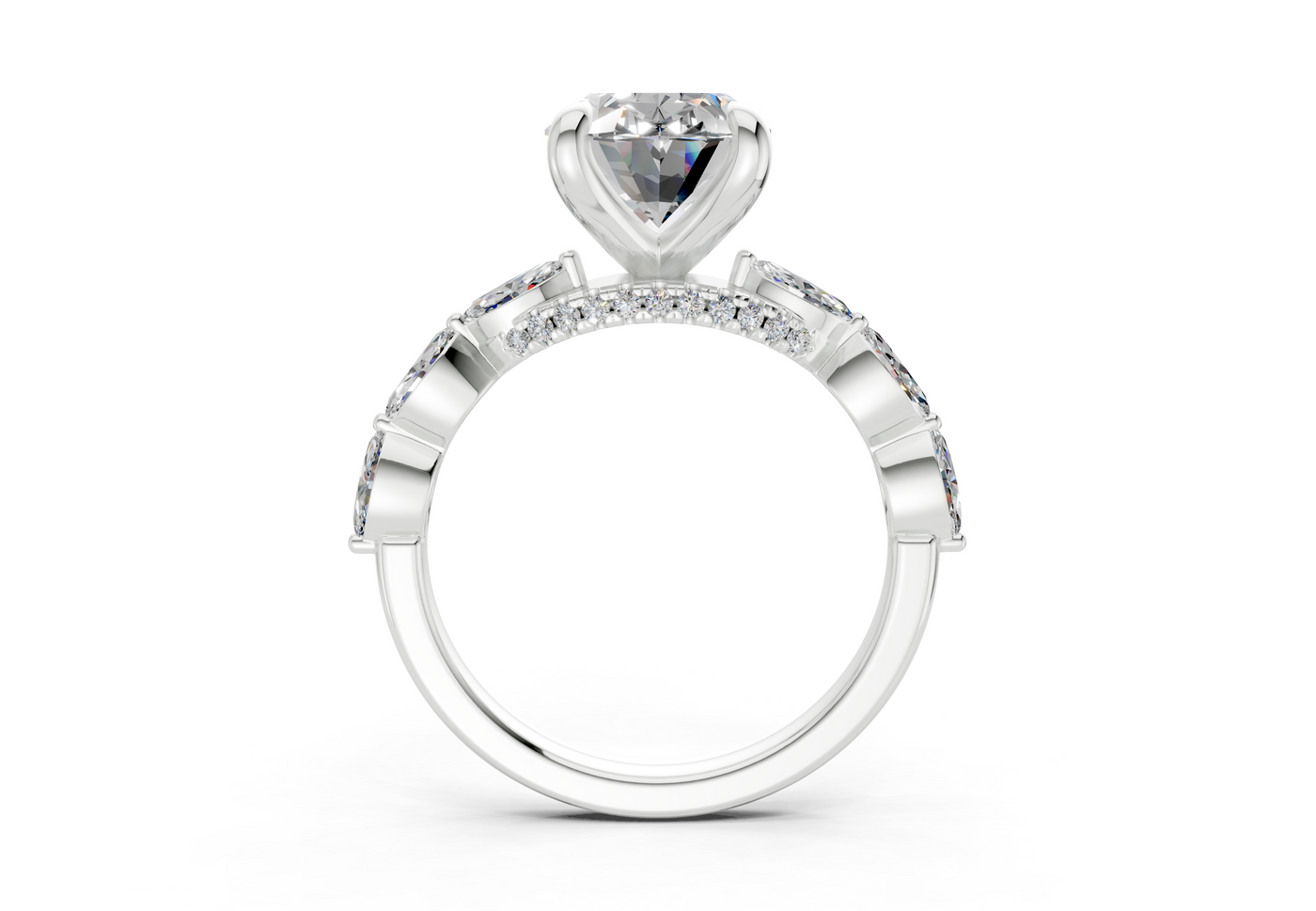 Liana Diamond Accent Oval Cut 2mm Engagement Ring