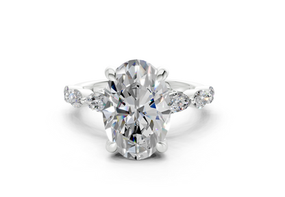 Liana Diamond Accent Oval Cut 2mm Engagement Ring