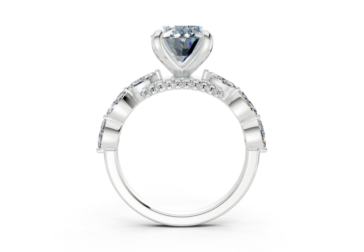 Liana Blue Diamond Accent Oval Cut 2mm Engagement Ring