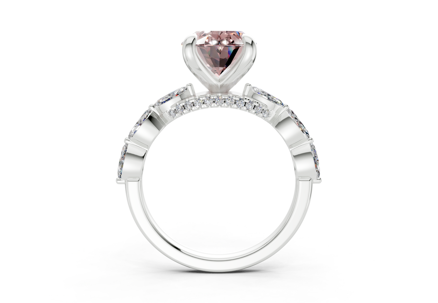 Liana Pink Diamond Accent Oval Cut 2mm Engagement Ring