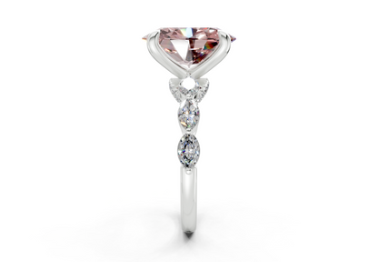 Liana Pink Diamond Accent Oval Cut 2mm Engagement Ring